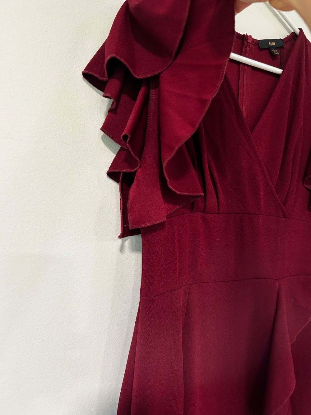 🍓NWT Wine V Neck Flutter Sleeve Formal Dress - Picture 6 of 15